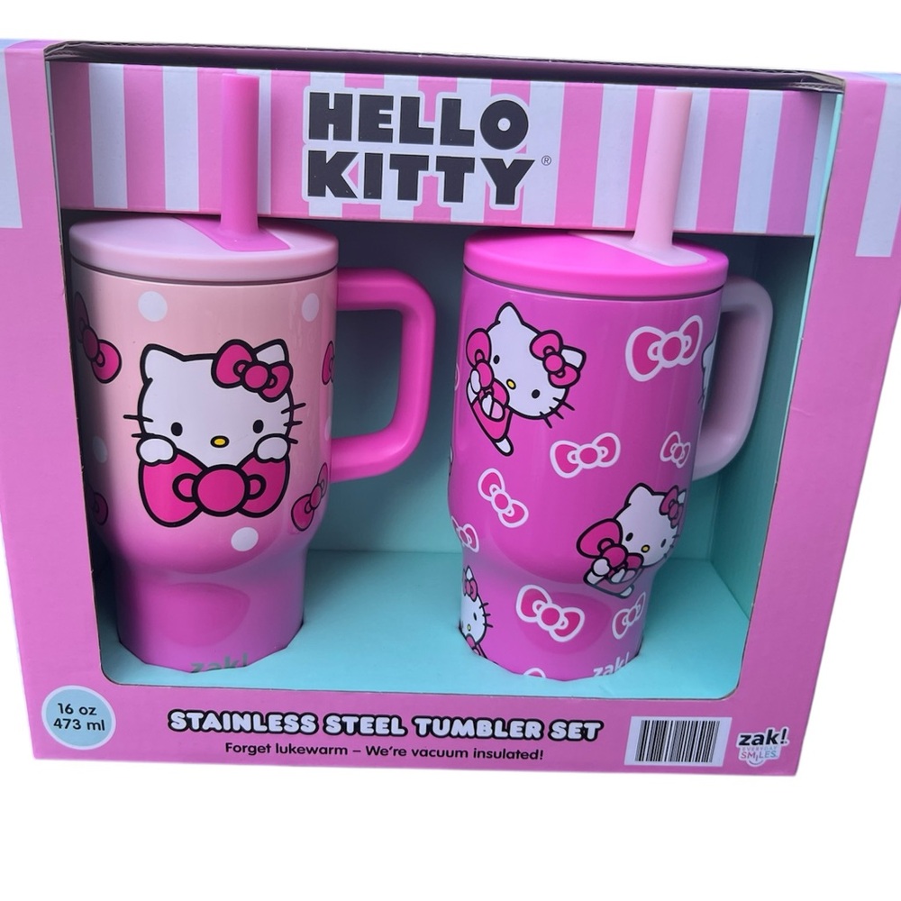 Hello Kitty Pink Tumbler Set with Straws NWT